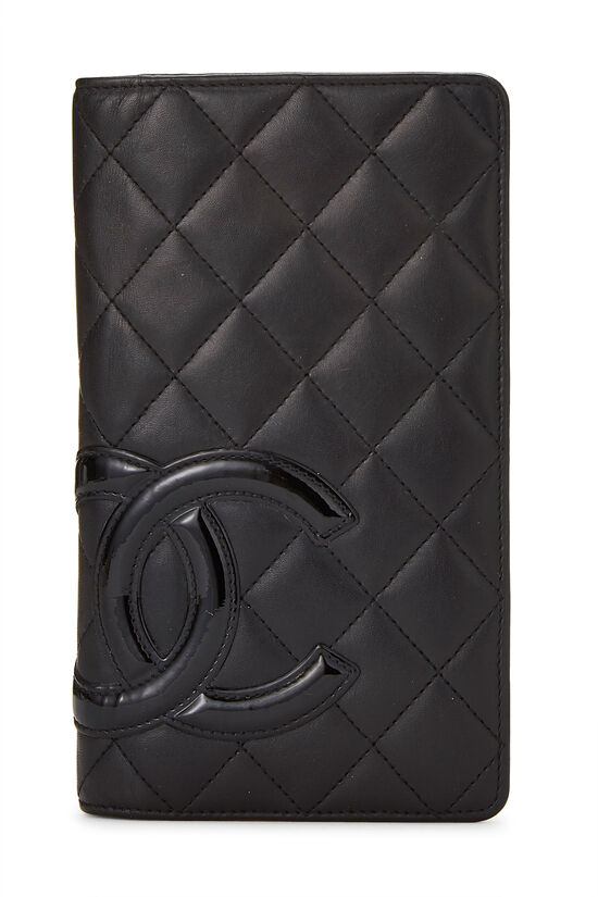 CHANEL Black Quilted Ligne Cambon Leather CC Compact Bifold Wallet