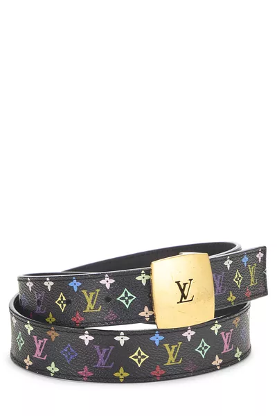 Takashi Murakami X Louis Vuitton Black Monogram Multicolore Ceinture 80	