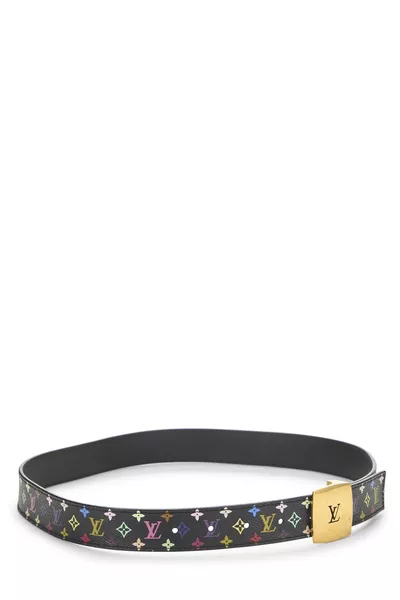 Takashi Murakami X Louis Vuitton Black Monogram Multicolore Ceinture 80	, , large