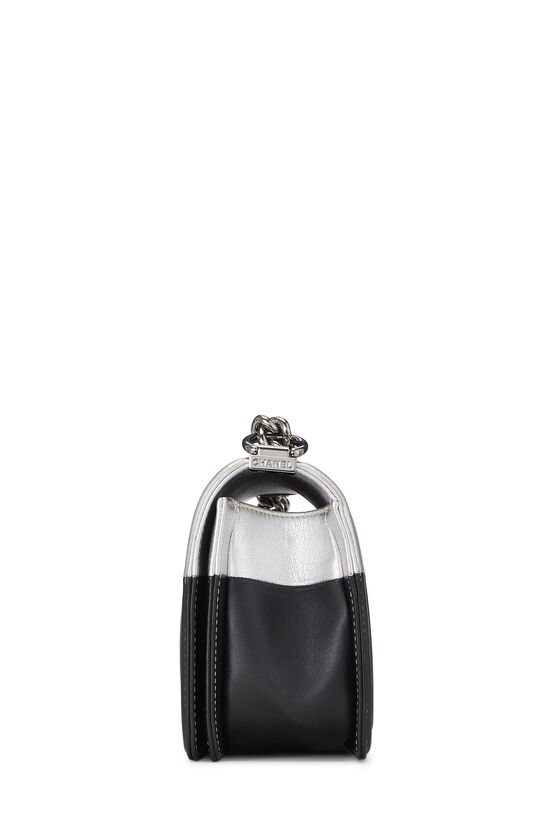 Black & Metallic Silver Bi-Color Calfskin Boy Bag Medium, , large image number 3