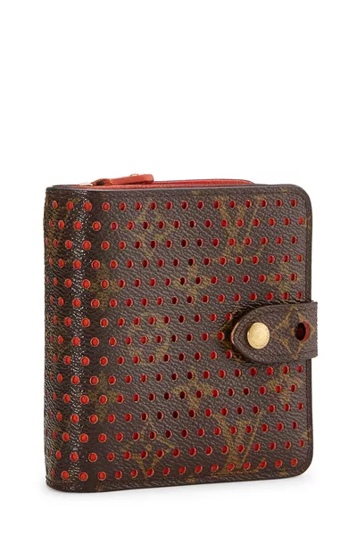 Orange Monogram Canvas Perforated Zippy Compact, , large