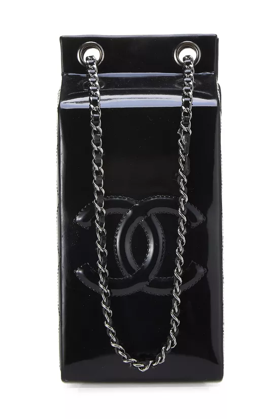 Black Patent Leather Milk Carton Bag, , large image number 3