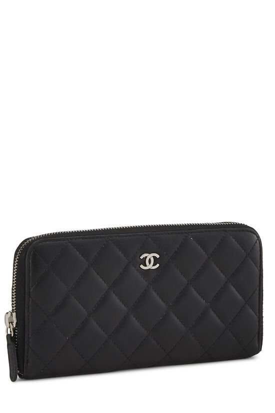 Chanel Black Quilted Lambskin Leather Data Center L-Gusset Zip Wallet