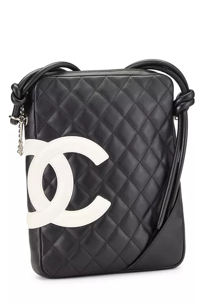 Black Quilted Calfskin Cambon Shoulder Bag, , large