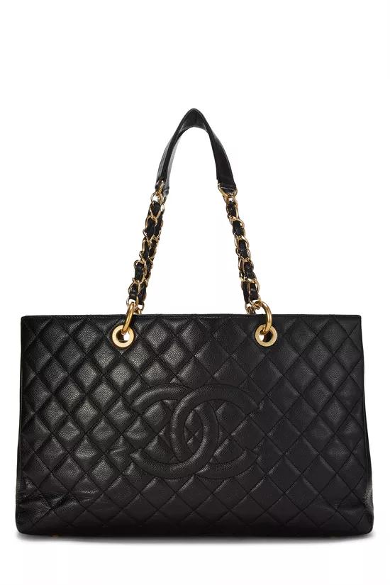 Black Quilted Caviar Grand Shopping Tote (GST) XL , , large image number 0