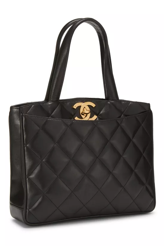 Black Lambskin Turnlock Tote Medium, , large image number 1