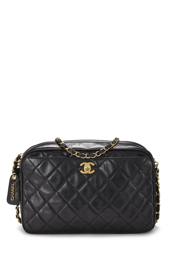 Chanel Black Camera Bag of Quilted Lambskin Leather with Gold Tone