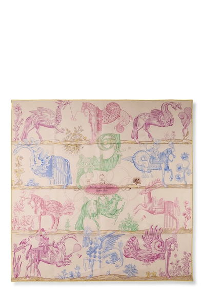 Multicolor 'Della Cavalleria Favolosa' Silk Scarf 90