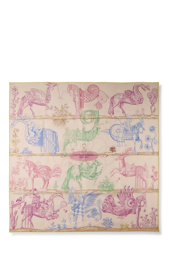 Multicolor 'Della Cavalleria Favolosa' Silk Scarf 90, , large image number 0