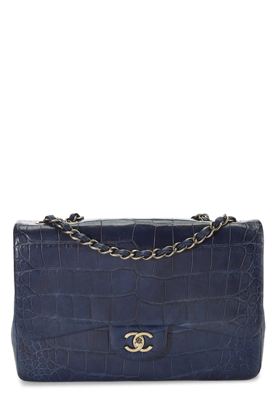 Chanel Navy Alligator Half Flap Jumbo