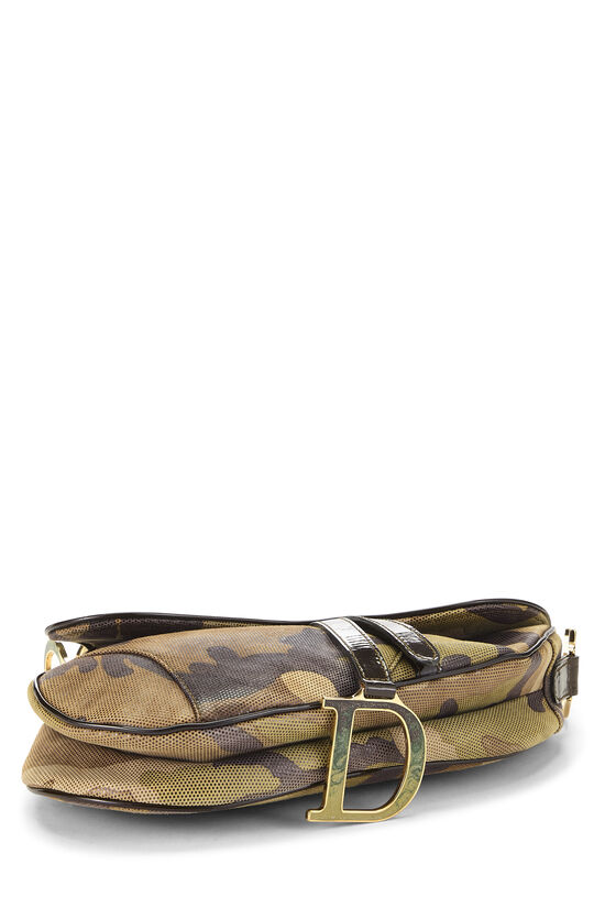 Green Coated Canvas Camouflage Saddle Bag, , large image number 4