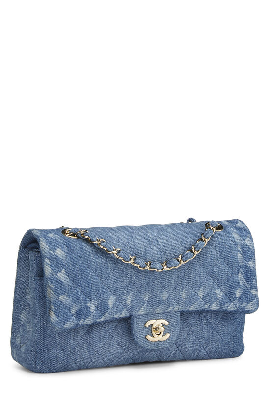 Blue Quilted Denim Classic Double Flap Medium, , large image number 1