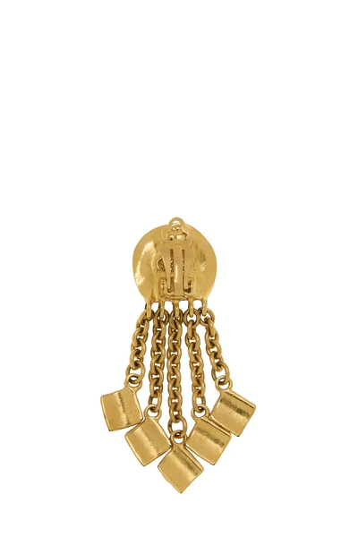 Gold 'CC' Dangle Earrings, , large