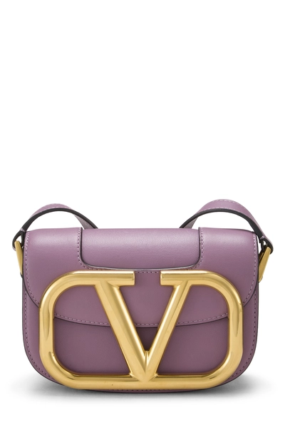 Purple Calfskin Supervee Crossbody Small