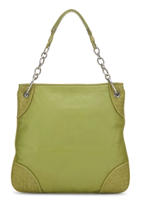 Green Intrecciato Leather Shoulder Bag, , large image number 3
