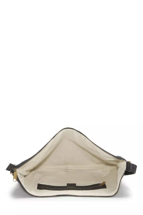 Black Leather Logo Half Moon Hobo, , large image number 5