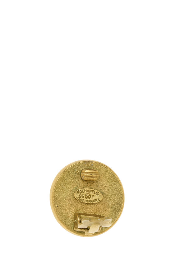 Gold Faux Pearl Button Earrings, , large image number 2