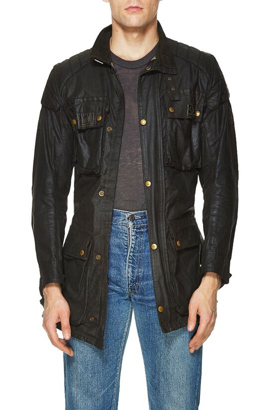 Black Waxed Cotton Belstaff Trailmaster Jacket, , large image number 0