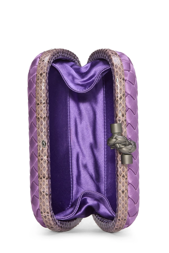 Purple Satin Intrecciato Knot Clutch, , large image number 5