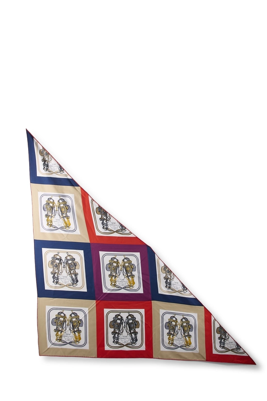 White & Multicolor Silk 'Brides de Gala' Triangle TPM, , large image number 1