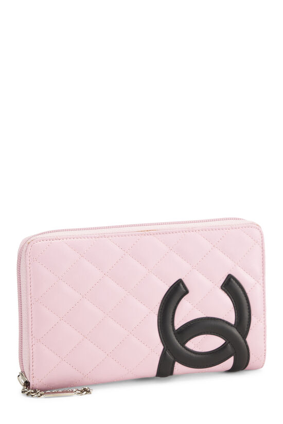 Pink Quilted Calfskin Cambon Travel Wallet