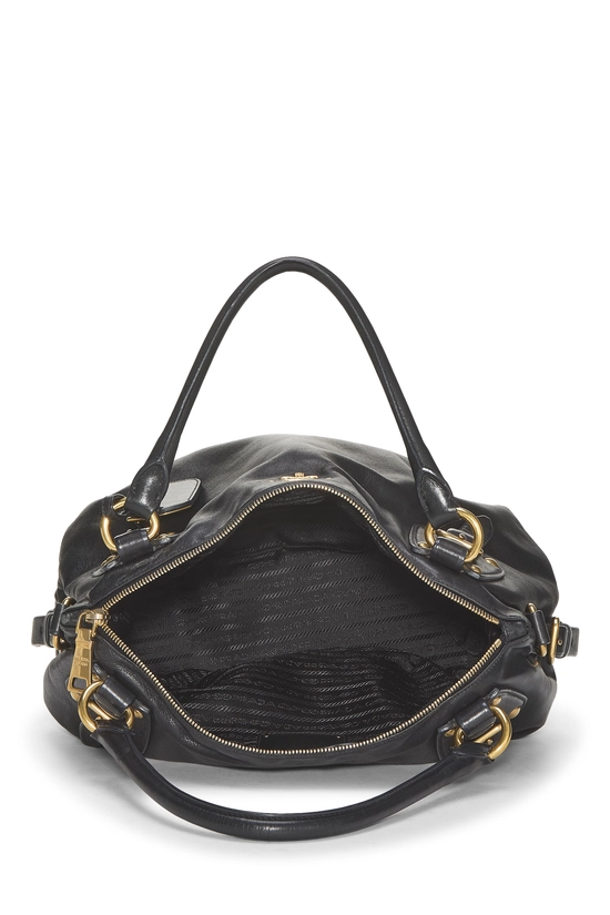 Black Calfskin Leather Convertible Buckle Handbag, , large image number 5