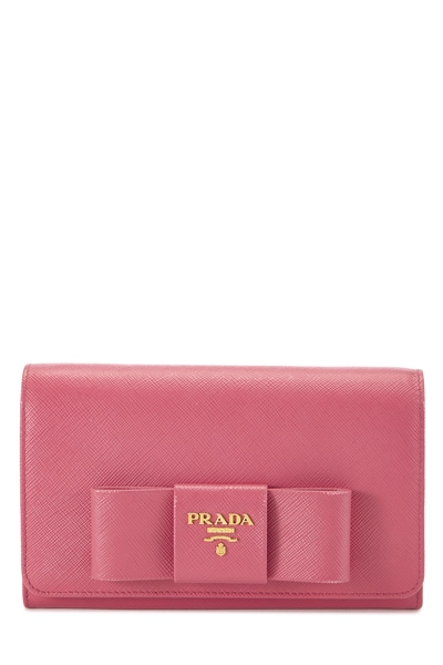 Pink Saffiano Bow Wallet On Chain (WOC)
