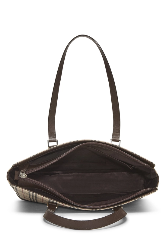 Brown Check Jacquard Canvas Zip Tote Medium, , large image number 5