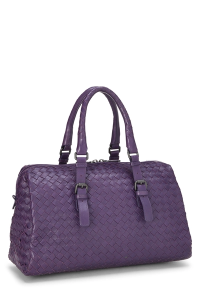 Purple Intrecciato Leather Montaigne Handbag, , large
