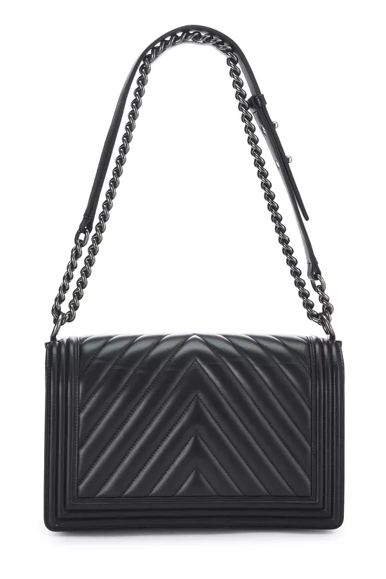 Black Chevron Lambskin Boy Bag Medium, , large image number 3