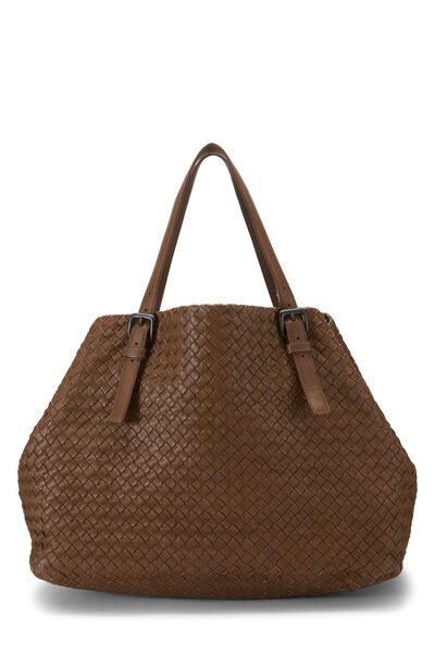Brown Intrecciato Cesta Tote Large