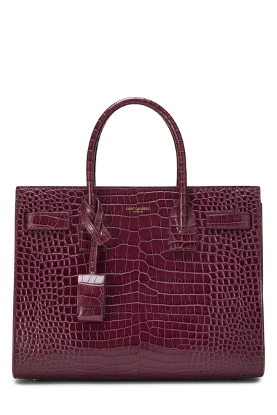Burgundy Crocodile Embossed Sac De Jour Baby