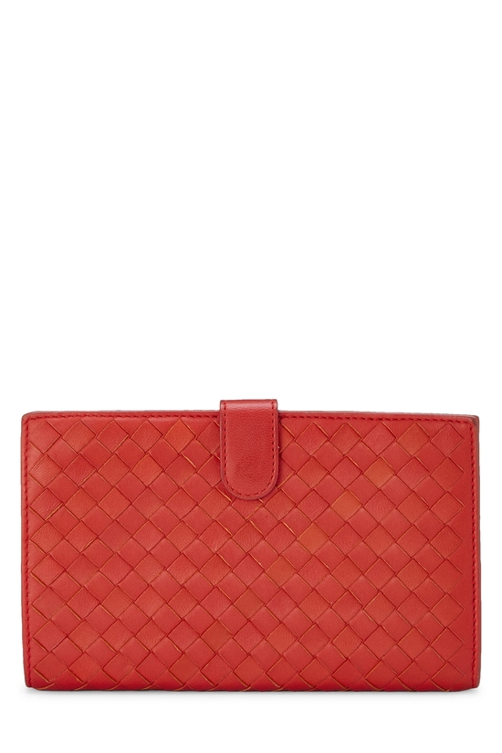 Orange Intrecciato Compact Zip Wallet, , large image number 0