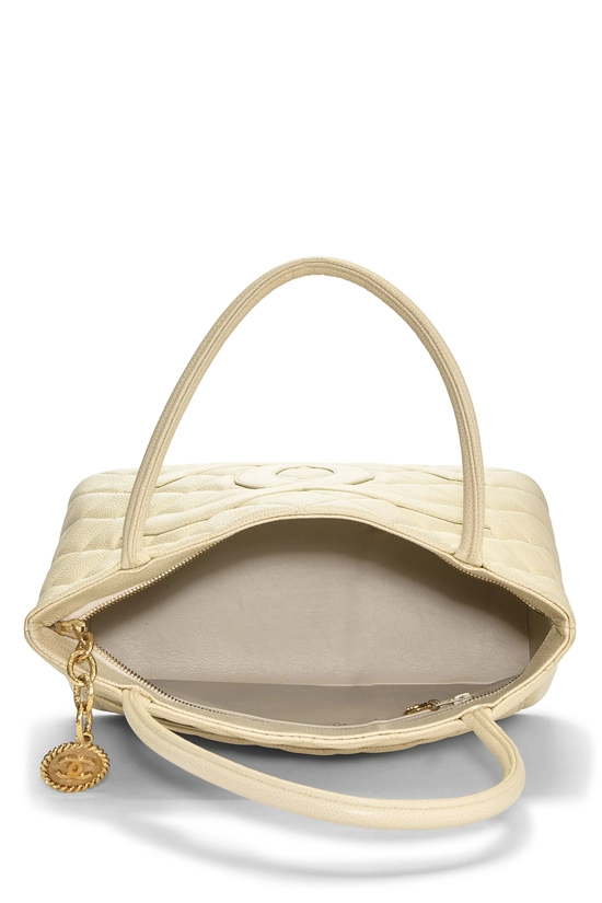 Cream Quilted Caviar Medallion Tote, , large image number 5