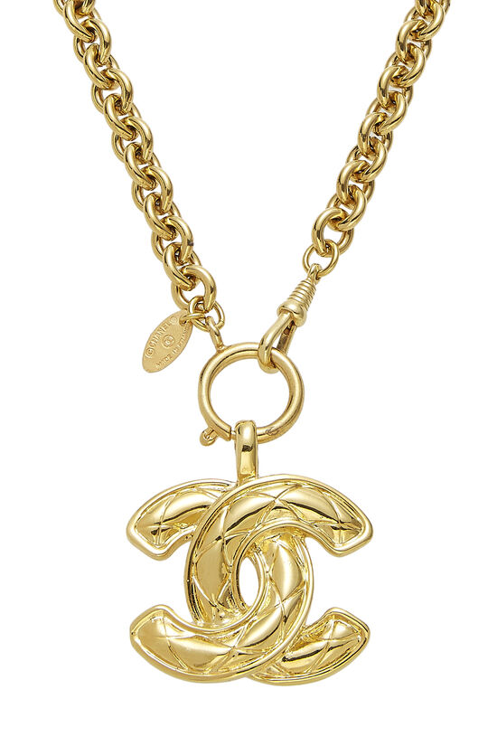 Gold Quilted 'CC' Necklace Small, , large image number 2