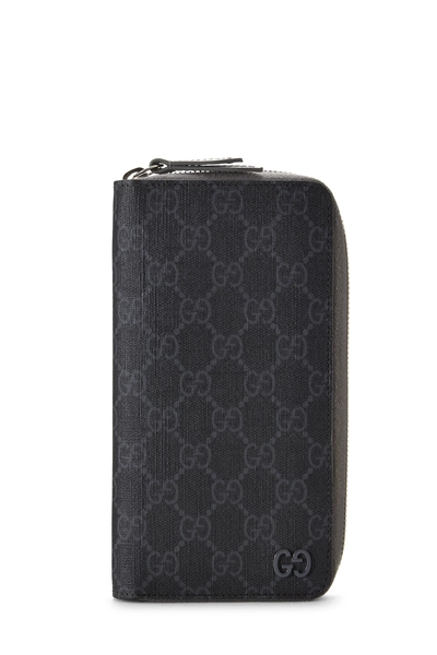 Grey GG Supreme Canvas Zip Around Wallet