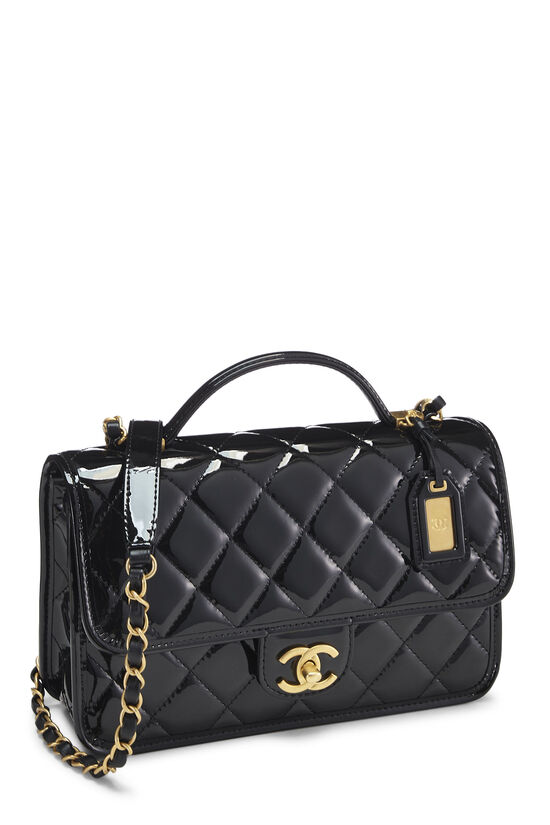 Chanel Lambskin Quilted Small Trendy CC Chain Dual Handle Flap Bag Black