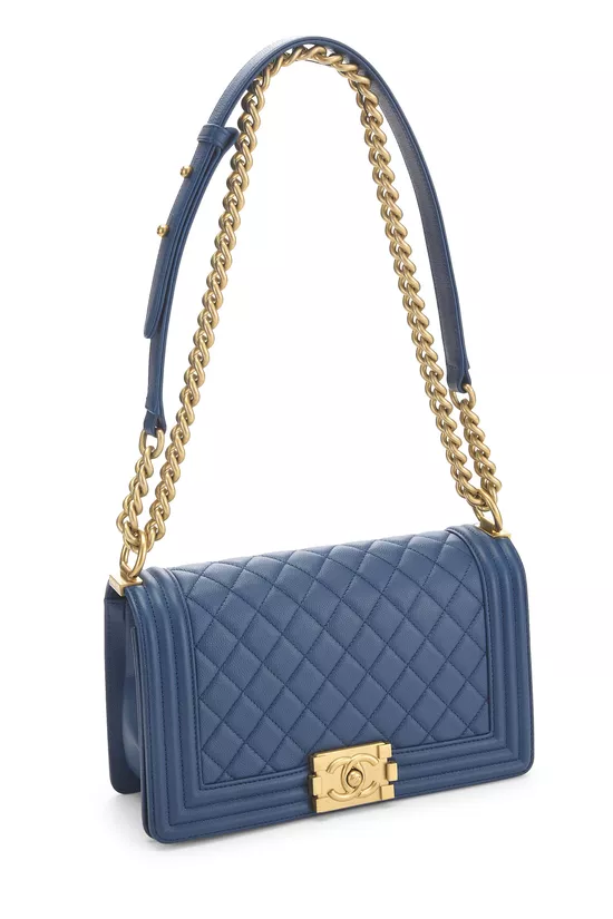 Blue Quilted Caviar Boy Bag Medium, , large image number 1