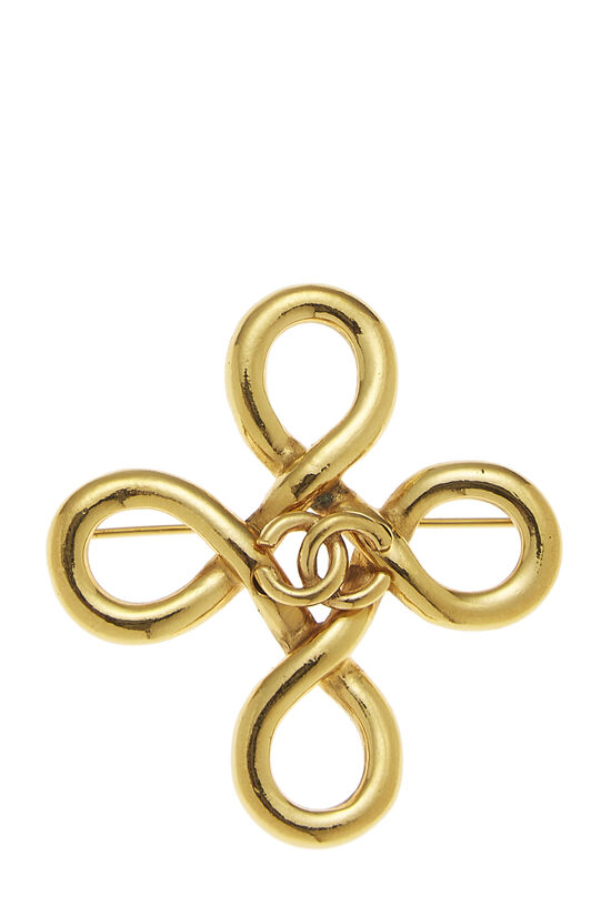 Gold Looped Cross 'CC' Pin, , large image number 1