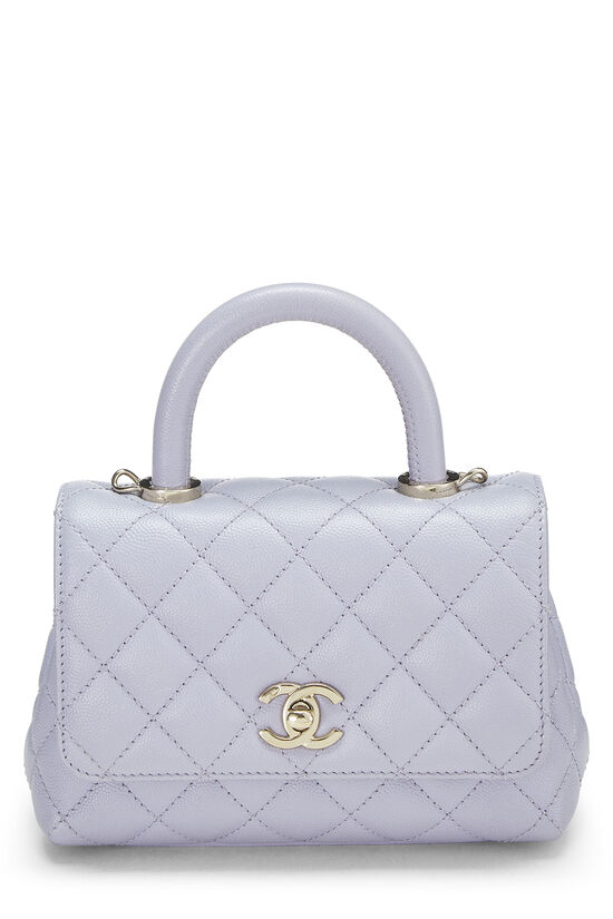 Lavender Quilted Caviar Coco Handle Bag Mini