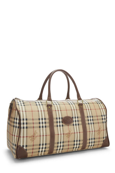 Brown Haymarket Check Coated Canvas  Duffle Bag, , large
