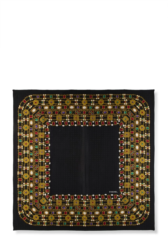 Black Gripoix Silk Scarf, , large image number 0