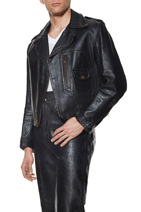 Black Horsehide Leather Hercules Moto Jacket, , large image number 2