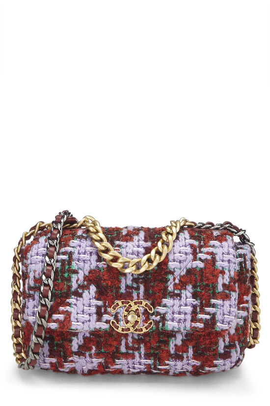Purple & Red Quilted Tweed Chanel 19 Flap Bag, , large image number 0