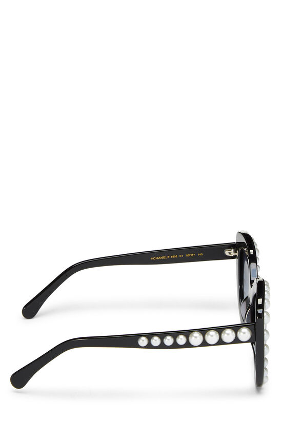 Black Acetate Faux Pearl Sunglasses, , large image number 2