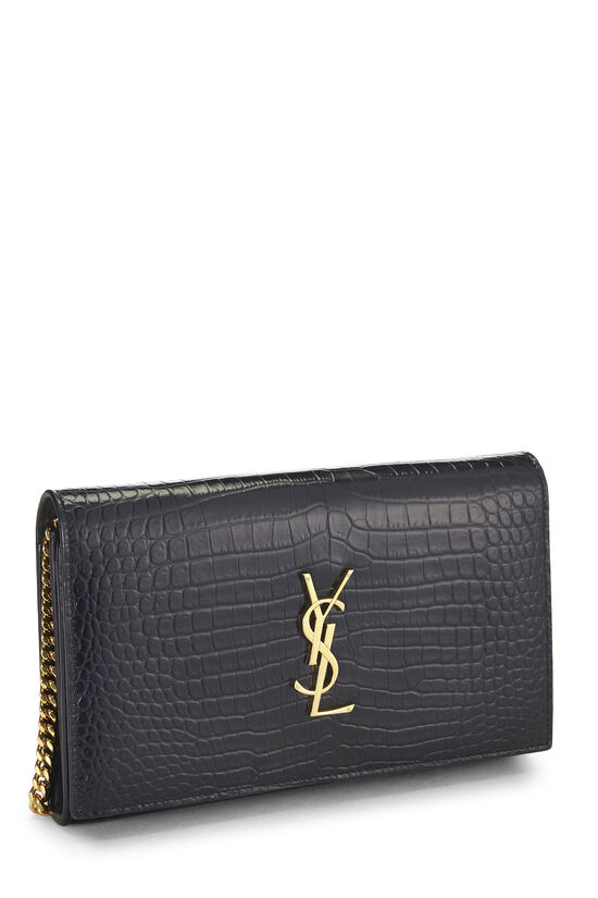 Navy Embossed Cassandra Monogram Wallet on Chain (WOC), , large image number 1