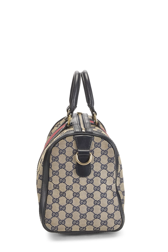 Navy GG Canvas Vintage Web Boston Bag Medium, , large image number 2
