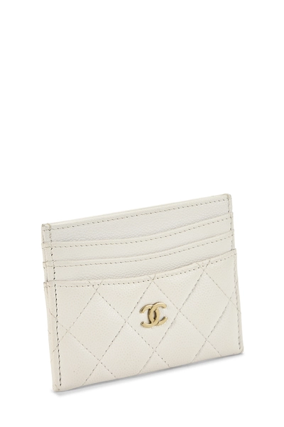 White Quilted Caviar Card Holder, , large