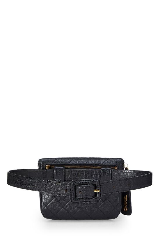 Black Quilted Caviar Belt Bag, , large image number 4