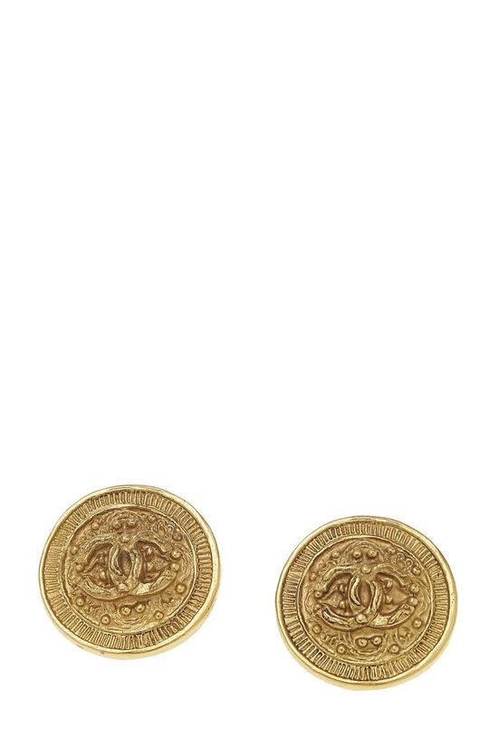 Gold 'CC' Filigree Round Earrings, , large image number 1